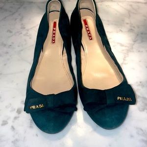 Emerald green suede prada ballet flats! Beautiful!